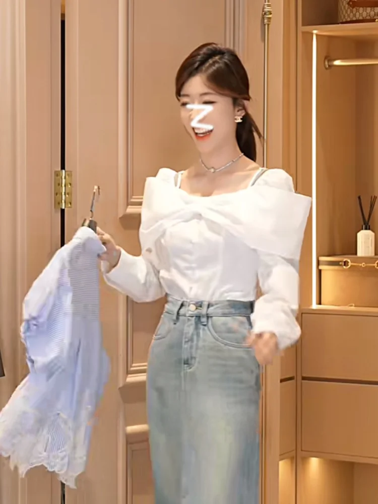 

Donna Women's Gentle Sle irt Spring Summer One oulder Unique Exquisite Exposure oulder Top Korean Version Straight Cut