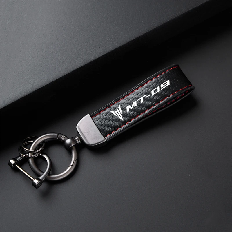Keychain Motorcycle Carbon Fiber Leather Keychain For Yamaha MT01 MT09 MT07 MT10 MT03 MT 01 09 07 03 10 MT-01 MT-10 MT-03 image 3