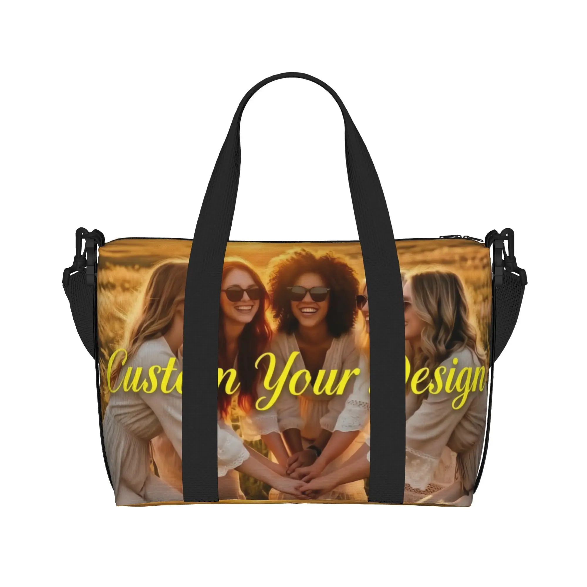 Custom Your Design Logo Grocery Tote Shopping Bag Women Large Capacity Photo Name Printed Gym Beach Travel Bags