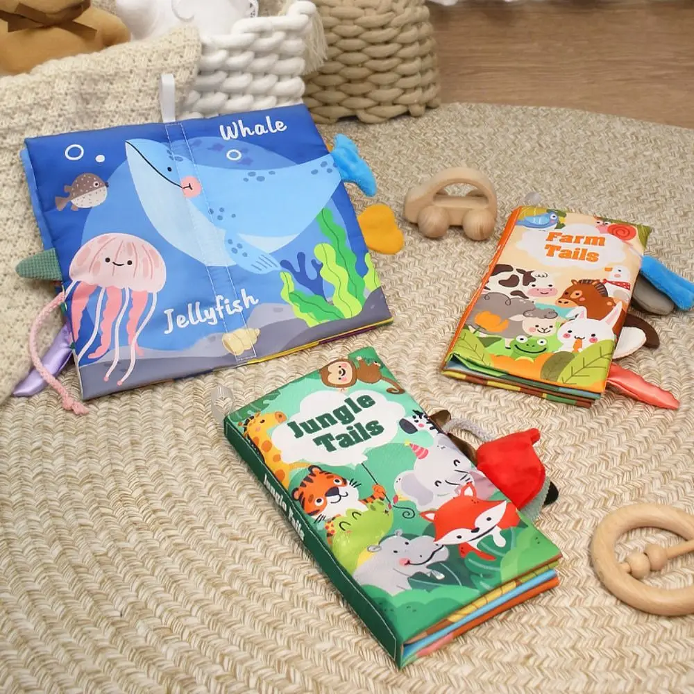 สัตว์หางเด็กหนังสือเด็กการศึกษาเด็กหนังสือผ้านุ่มปริศนาแบบโต้ตอบหนังสือของขวัญวันเกิด