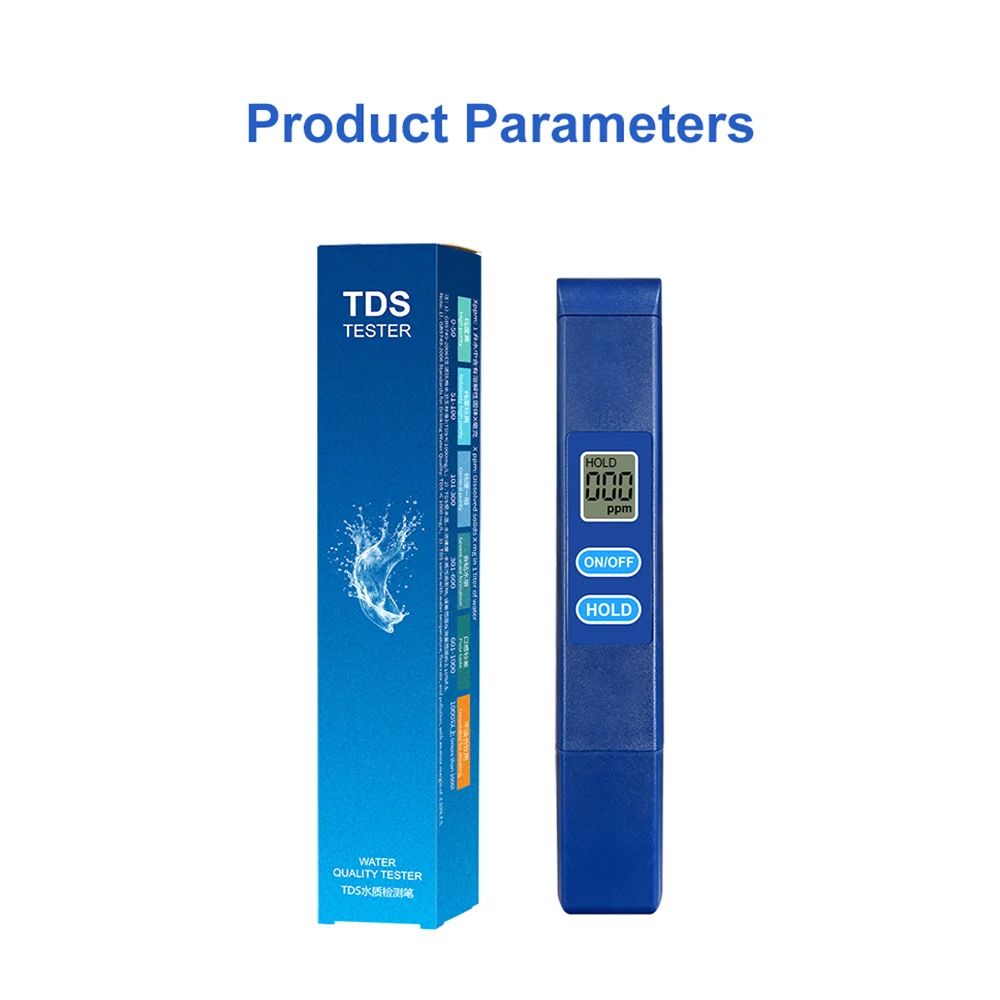 0-9990ppm เครื่องทดสอบคุณภาพน้ําแบบใช้มือถือ Digital TDS Meter ปากกาเครื่องวัดอุณหภูมิความบริสุทธิ์ของน้ําสําหรับ Aquarium Pool