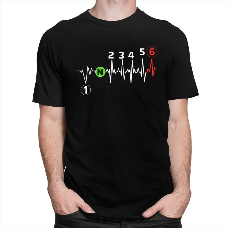 Custom Motorbike Heartbeat 1n23456 T Shirt Men 100% Cotton T-shirt Bike Motocross Motor Sport Tee Tops Fashion Tshirts