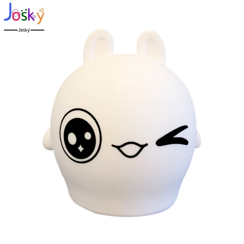 Creative Colorful Rabbit Night Lamp 7-color Pat Touch Color-changing Eye Protection Bedroom Bedside Nightlight Gift Children