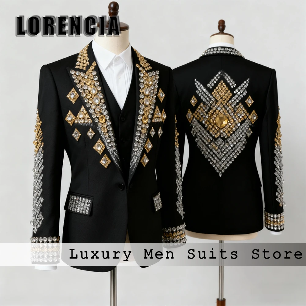 

Изысканные ювелирные изделия, мужской костюм, 3 предмета, однобортный смокинг, вечерний наряд, 2025 г., блейзер, брюки по индивидуальному заказу, костюм homme luxe