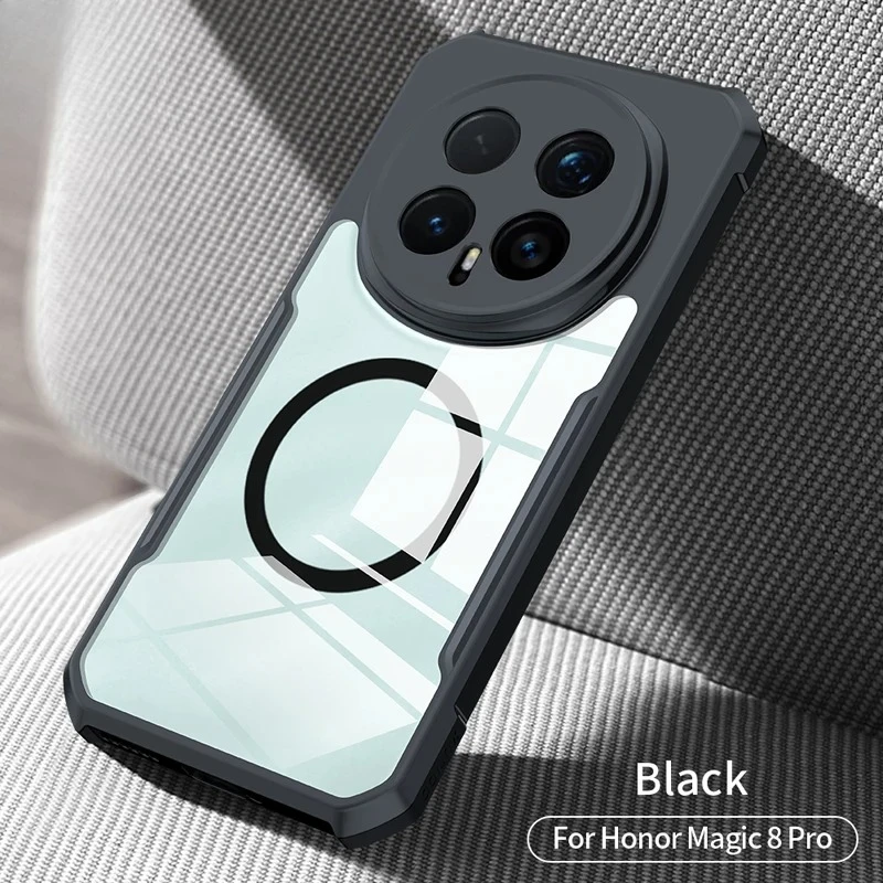 Funda transparente antiamarillamiento con carga magnética para Honor Magic 8 Pro 7 6 Pro Lite 500 400 300 200, cubierta trasera a prueba de golpes con airbags