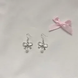 coquette bow pearl earrings Y2K handmade