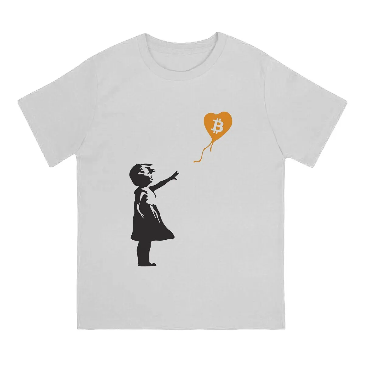 Bitcoin Cryptocurrency Meme Bansky Balloon Girl T Shirt Goth Men Tees Summer Clothing Polyester Crewneck TShirt