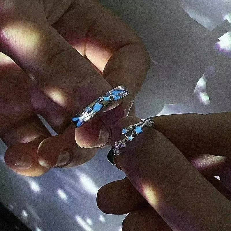 

Luminous Couple Star Ring for Women Men , Symbolizing Everlasting Love , Glowing in The Dark Finger Rings Lovers Jewelry Gifts