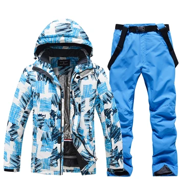 Sneeuwkleding voor heren, snowboardpak, skikleding, ski-jas en slabbetjesbroek, snowboardpak, winteroutdoor