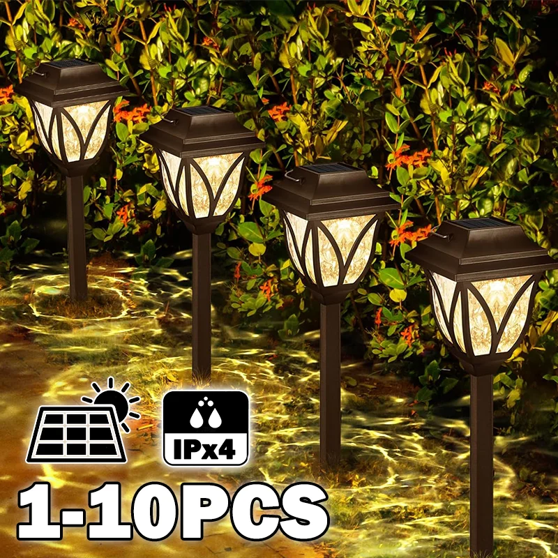 1-10Pack Solar Yard Lights Bright Lawn Lights Outdoor Waterproof Led Solar Pathway Lights Landscape Path Lights