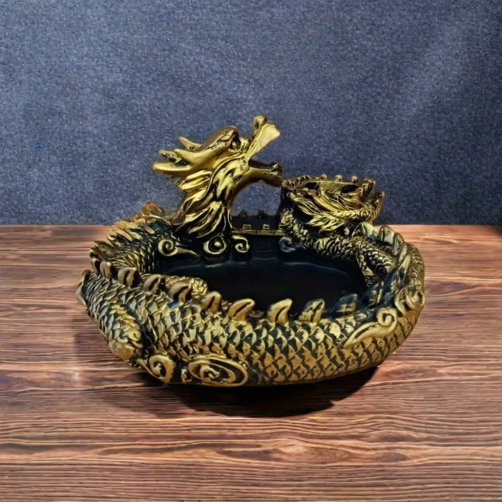 Resin Dragon Ashtray Portable Cigar Ashtray Indoor Outdoor Stand Animal Ornaments Household Living Room Bedside Office Ashtray