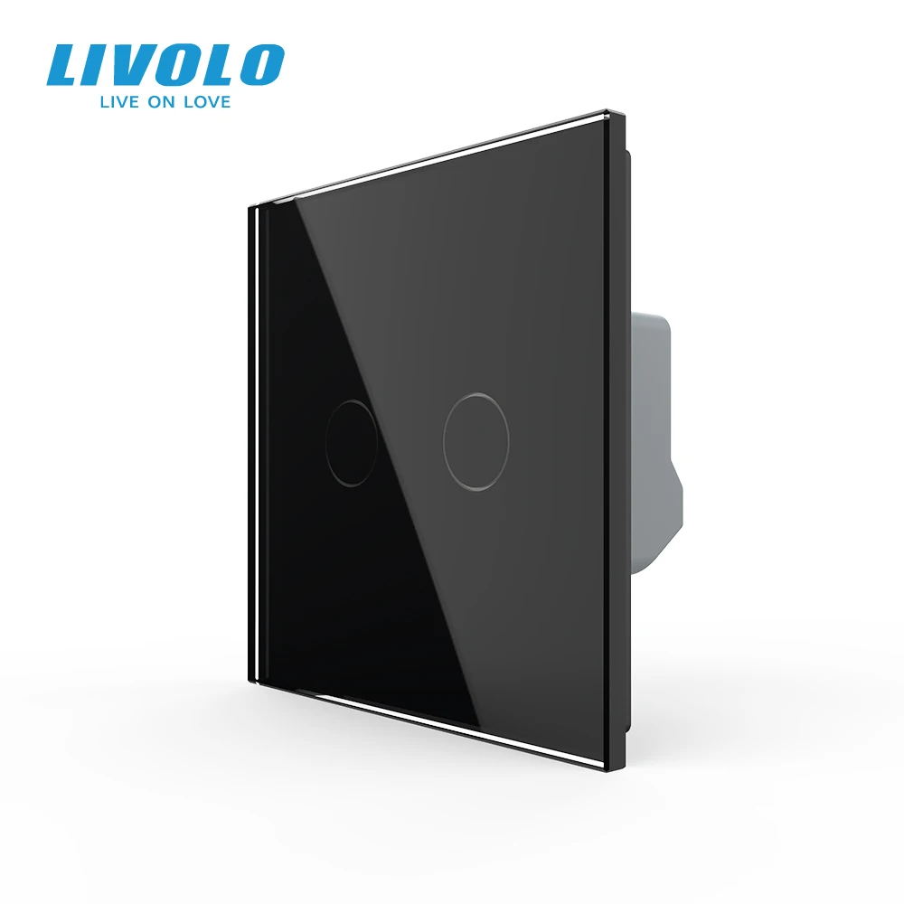 LIVOLO-Interruptor de pared con Sensor táctil para mejorar el hogar, pulsador estándar europeo de 2 entradas y 1 vía de Control sensible