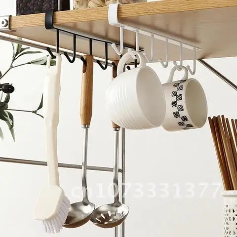 

Hooks Kitchen 6 Hooks Cup Multifunctional Kitchen Cabinet Shelf Metal Storage Rack Organiser Rack Kitchen Hook Tools Household