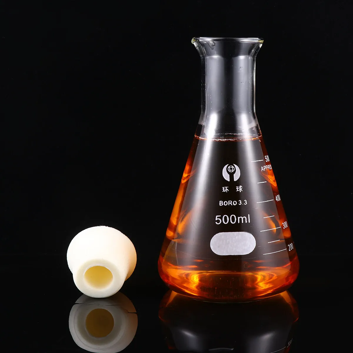 

1 шт. Стеклянная колба Эрленмейера коническая с широким горлом, с пробкой, для химических лабораторных экспериментов, гладкая, стандартная, для точных измерений