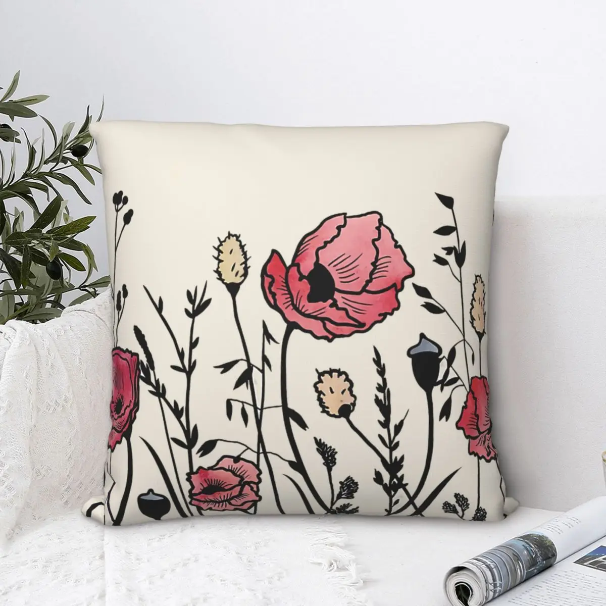 Summer Field Neutral Remix Flower Throw Pillow Case Backpack Coussin Case DIY Printed Soft For Sofa Decor