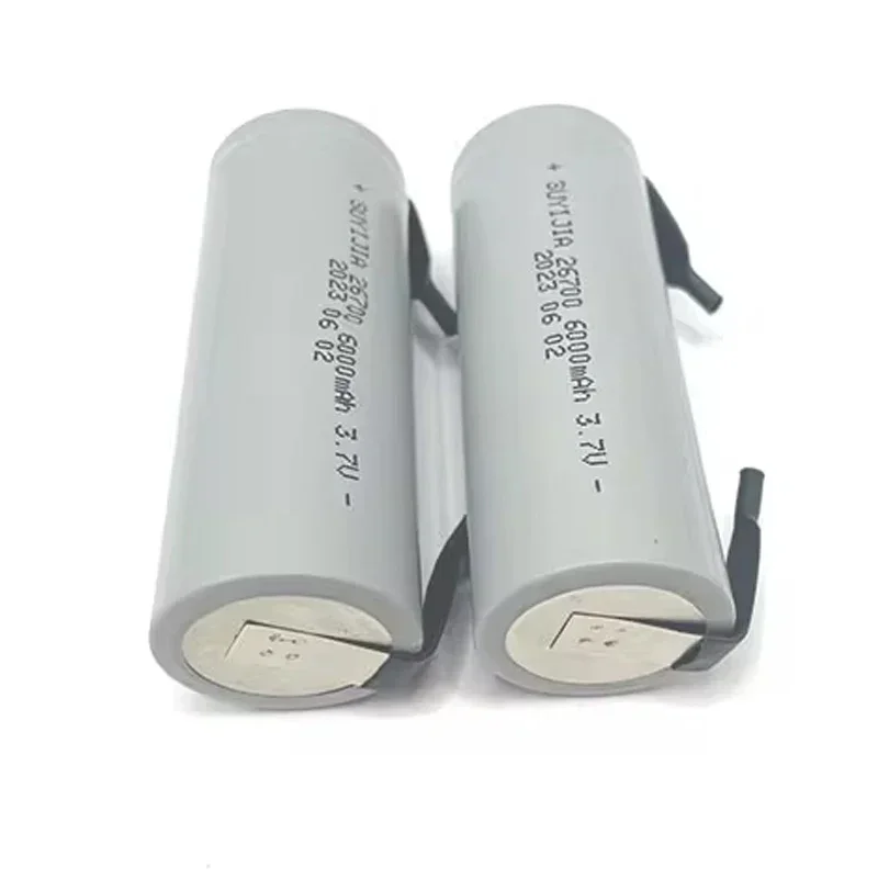 3.7V 26700 6000mAh Battery Grade A 5C Discharge Rechargeable Lithium Battery + Nickel Sheet for Power Tools Solar Energy Storage