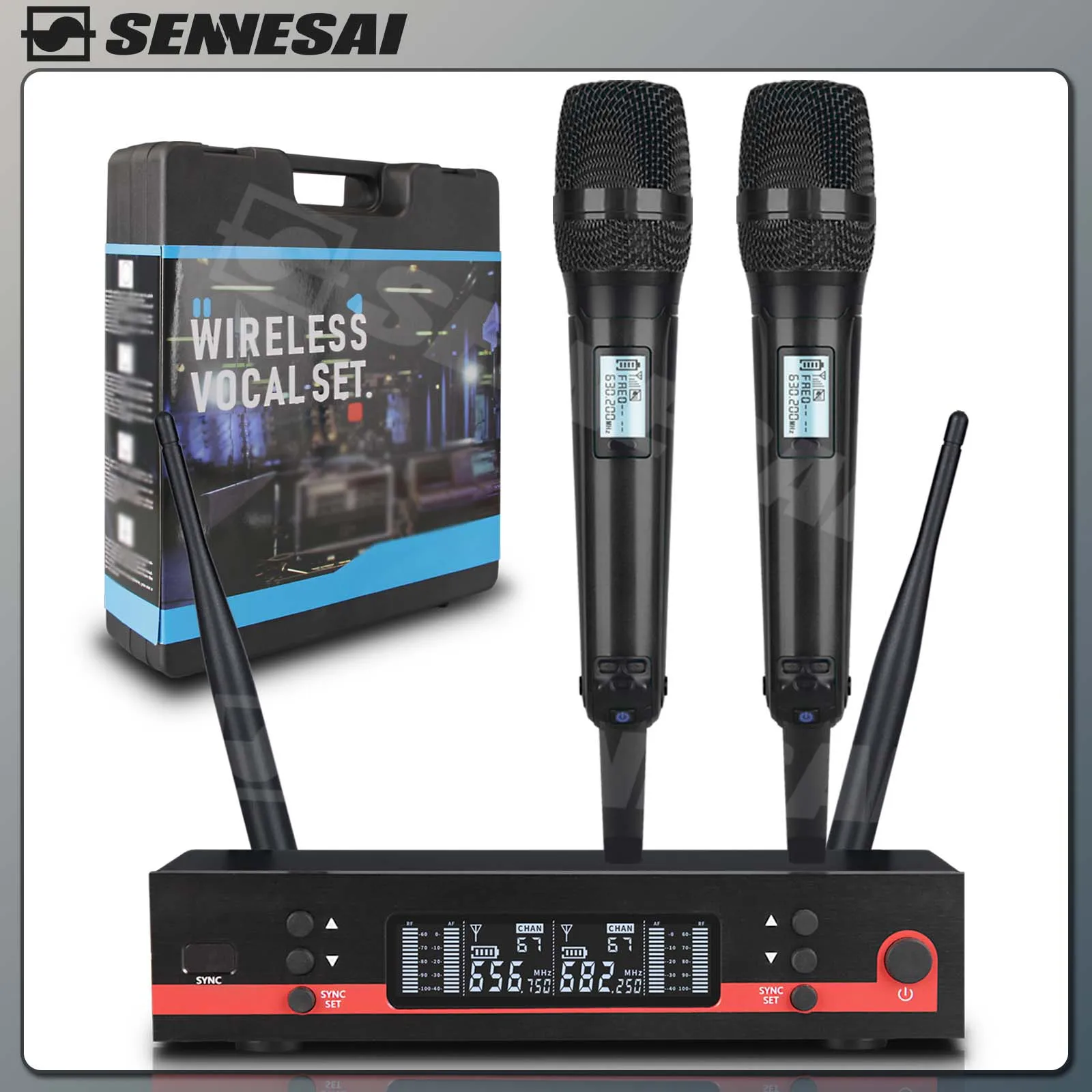 Professional Dual Wireless Microphone ew100-G3 Stage Performance 2 Channels 600-699MHz Karaoke Metal Handheld，With Portable Box