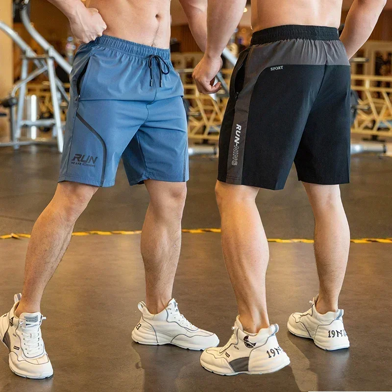 Men Beach Shorts Male Gym Fitness Sport Short Pants Joggers Basketball Sportswear Bodybuilding Loose Plus Size Zip Pocket