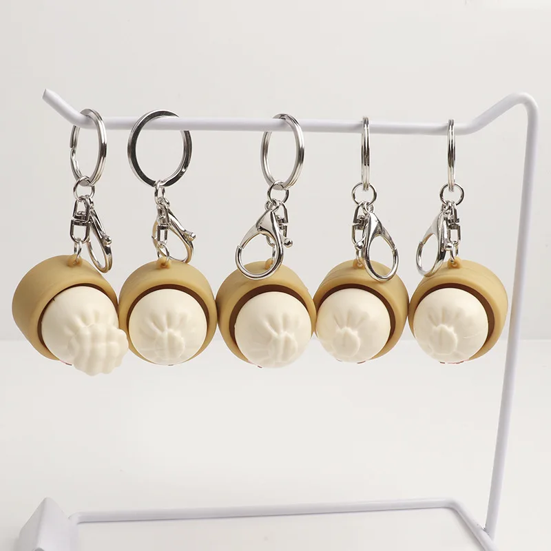 1-8PCS Cute Steamed Bun Squeeze Keychain Realistic Dimsum Design Soft Slow Rebound Decompression Fidget Stress Relief Toy image 4