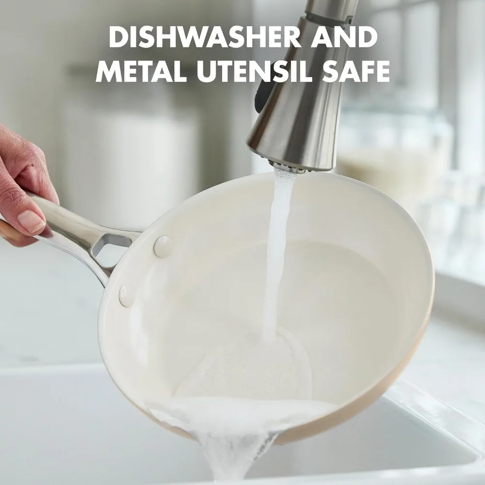 Padova Hard Anodized Healthy Ceramic Nonstick 17 Piece Cookware Set, PFAS-Free, Induction, Dishwasher Safe, Oven Safe, Taupe