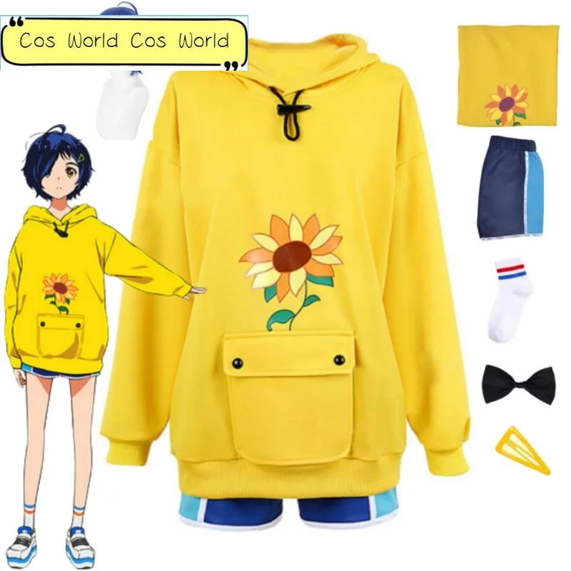 

Anime Wonder Egg Priority Ohto Ai Cosplay Women's Sweatshirt Wig Halloween Clothing Hoodie Yellow Sunflower Pullover