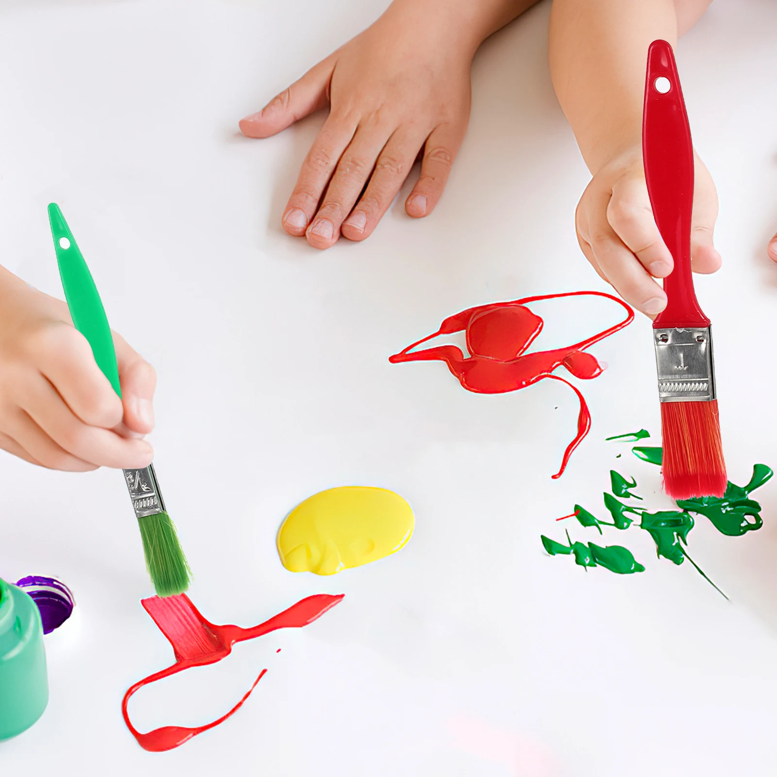 

15Pcs Children's Paintbrush Set Bright Plastic Handles Reusable Safe Non-Toxic Paintbrushes for Kids Art Room Home Use