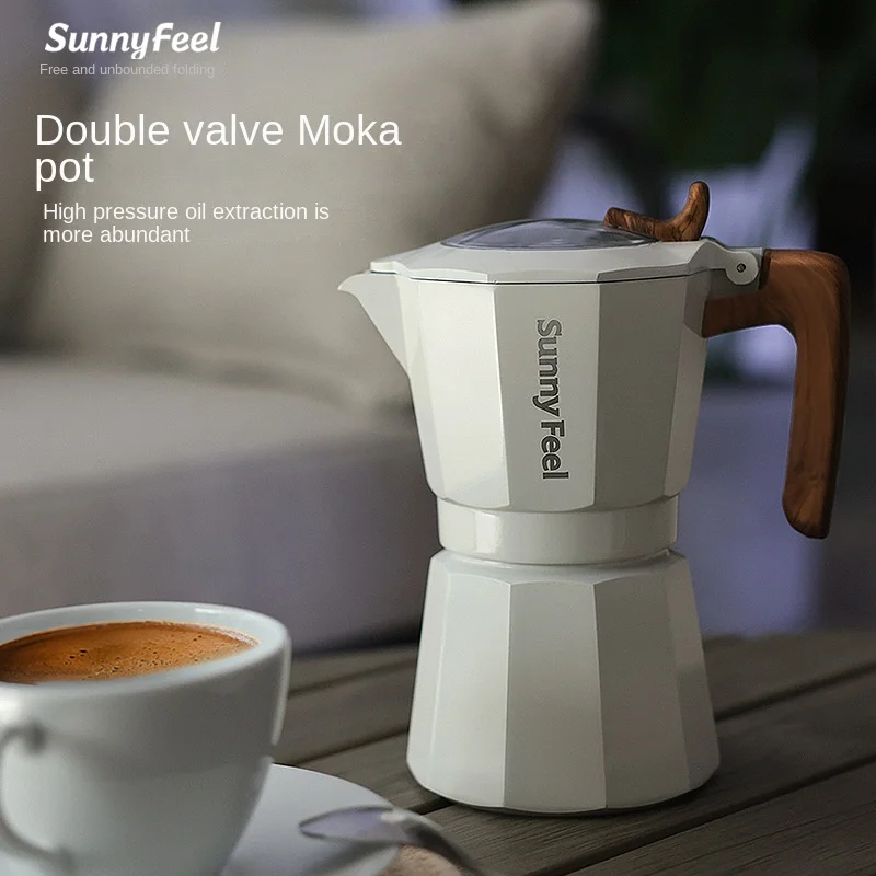 Outdoor Camping Machine Convenient Coffee Pot Italian Double Valve Mocha Pot Coffee Boiling Water Aluminum Pot