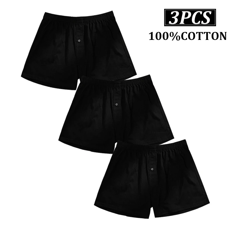 

3PCS 100% Cotton Men Boxers Solid Color Fashion Underwear Men'S Shorts Breathable Comfortable Home Pants Boxer