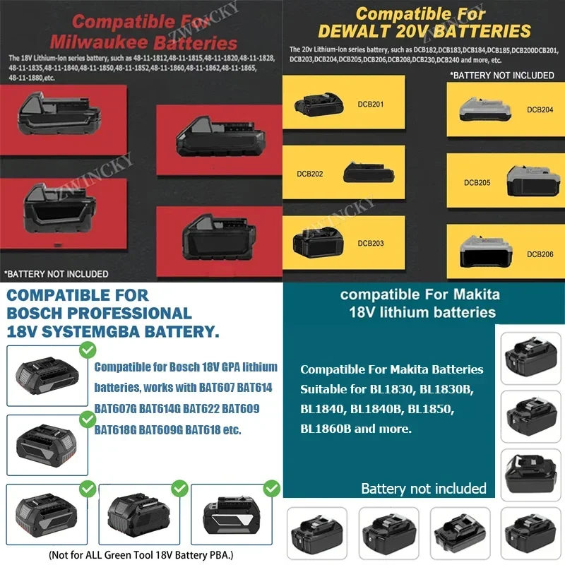 Luz de trabajo LED inalámbrica, foco para exteriores, trabajo, pesca, herramienta de emergencia portátil, luz para Makita/Dewalt/Milwaukee, batería de 18V