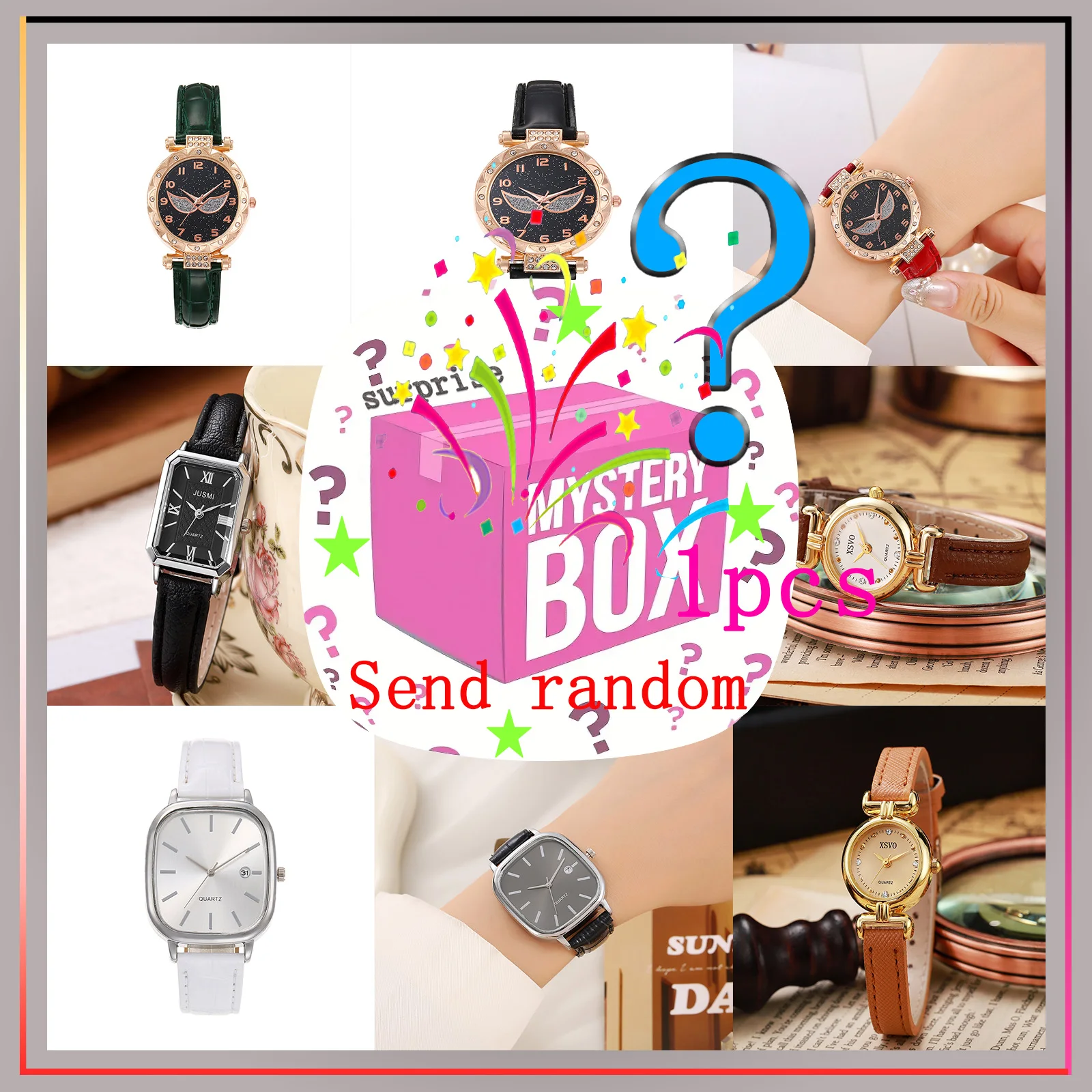 

Сюрприз слепая коробка модные роскошные товары новый стальной ремешок с бриллиантовой пластиной женские часы случайный стиль