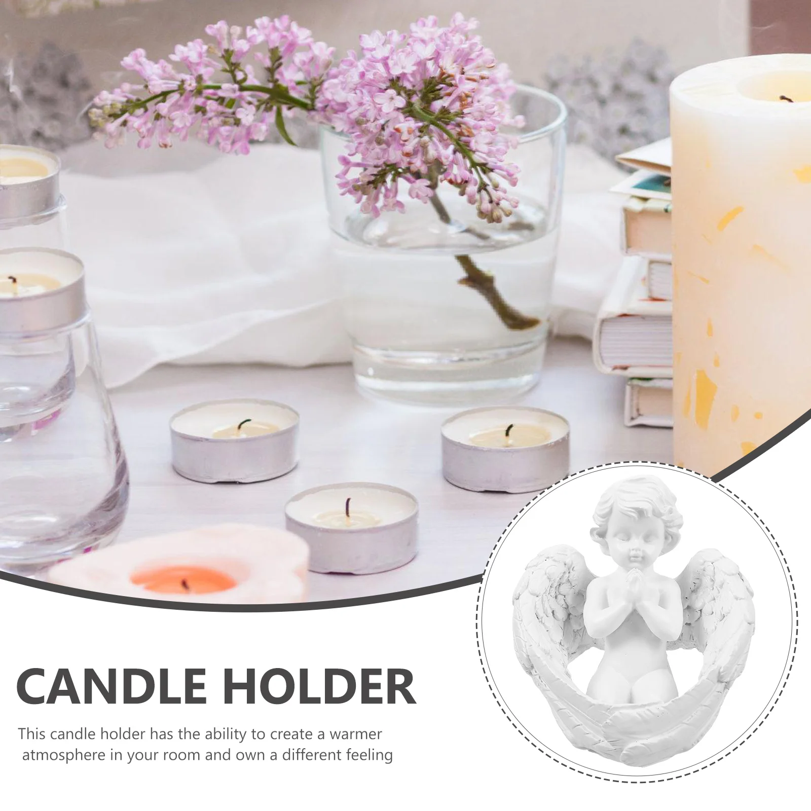

Angel Wings Resin Holder Decorative Stand for Tealight Pillar Candles Wedding Home Party Decoration Small Lightweight