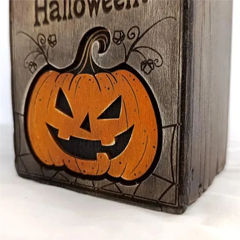 ABNO-할로윈 소품 크리 에이 티브 보물 호박 랜턴 상자 나무 할로윈 파티 장식 트릭 또는 축제 장식품