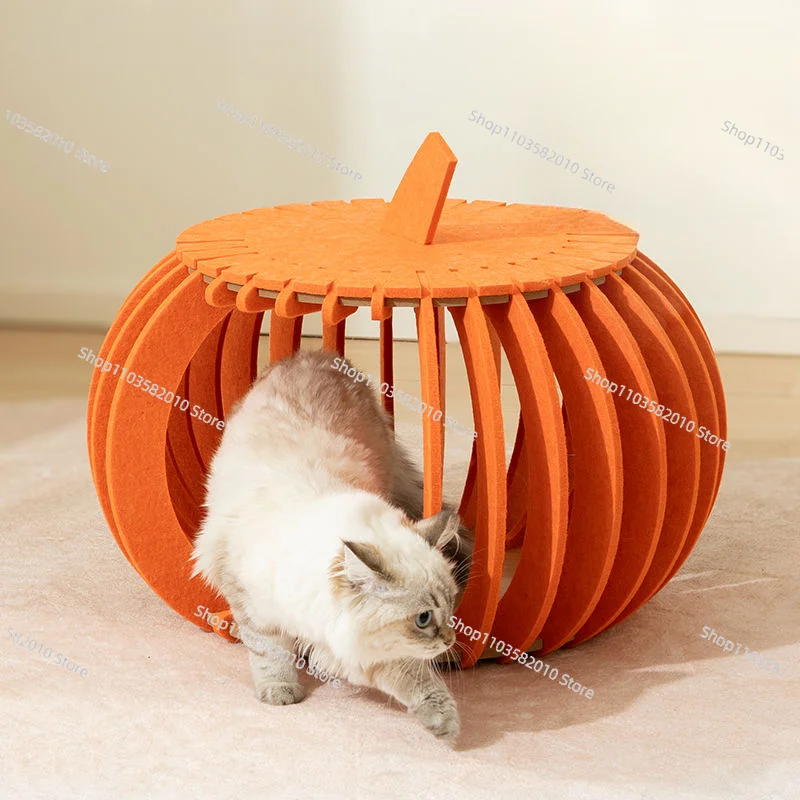 

Лежанка для кошек Pumpkin House Felt: свежая и дышащая, полузакрытая, летняя, практичная мебель для питомцев