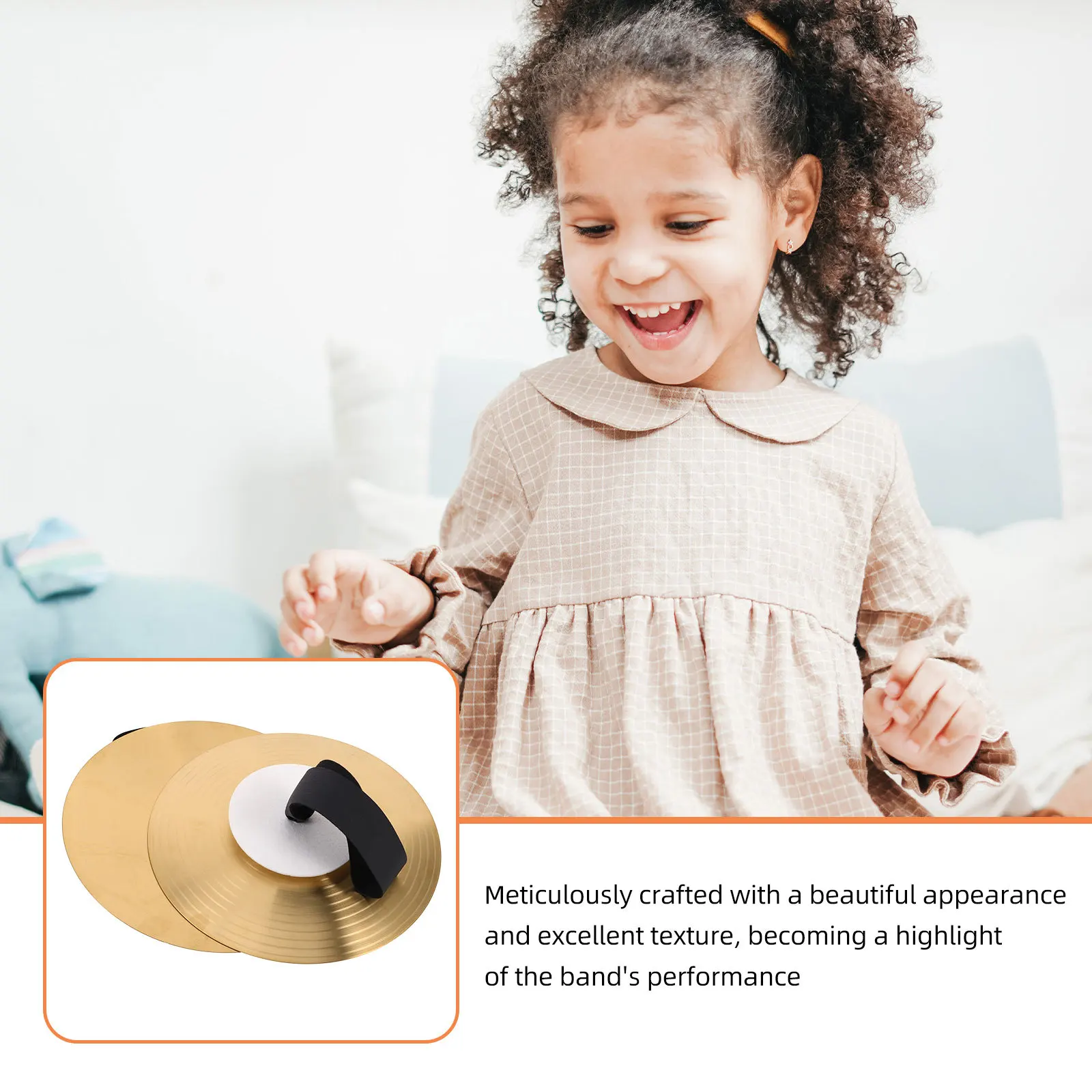 

1Pair Hand Metal Cymbals 8 Inch Portable Clear Sound Performance Instrument School Band Practice Concerts Mini Percussion