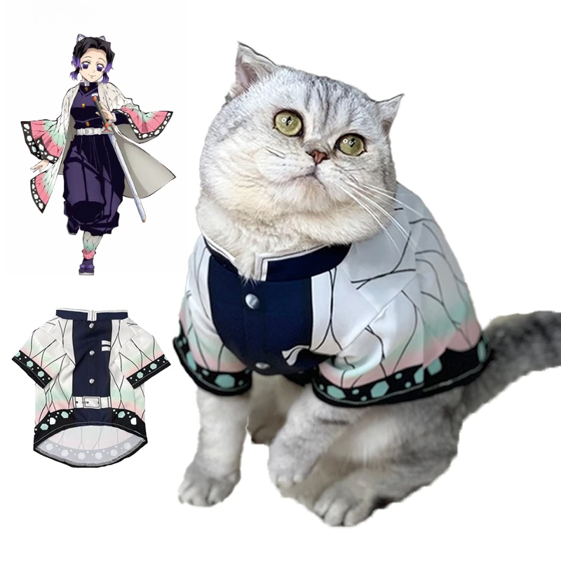 

Kochou Shinobu Cat Cosplay Costume Halloween Party Pet Photo Props Wear Anime Cartoon Dogs Clothes Hashibira Inosuke Cat Short
