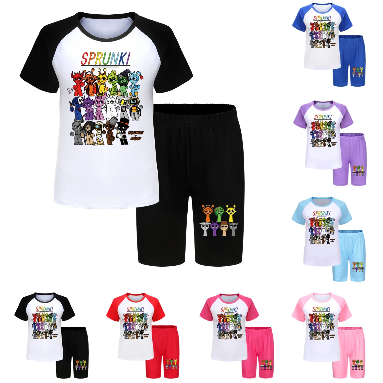 Hot Sprunki Incredibox Short Sleeve Cotton Baby Clothes Baby Girl Outfit  T-Shirt  Kids Clothing Tshihrt Short shorts Suit Boys