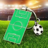 Men Football Field Soccer Key Chain Holder Playground Sports Souvenir Keyring Ornament Keychains Jewelry Football Fans Club Gift