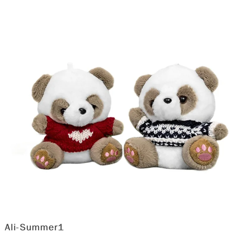 【E】Cute Dressing Panda Children Plush Toys Couple Keychain Pendant Cute Teddy Bear Plush Toy