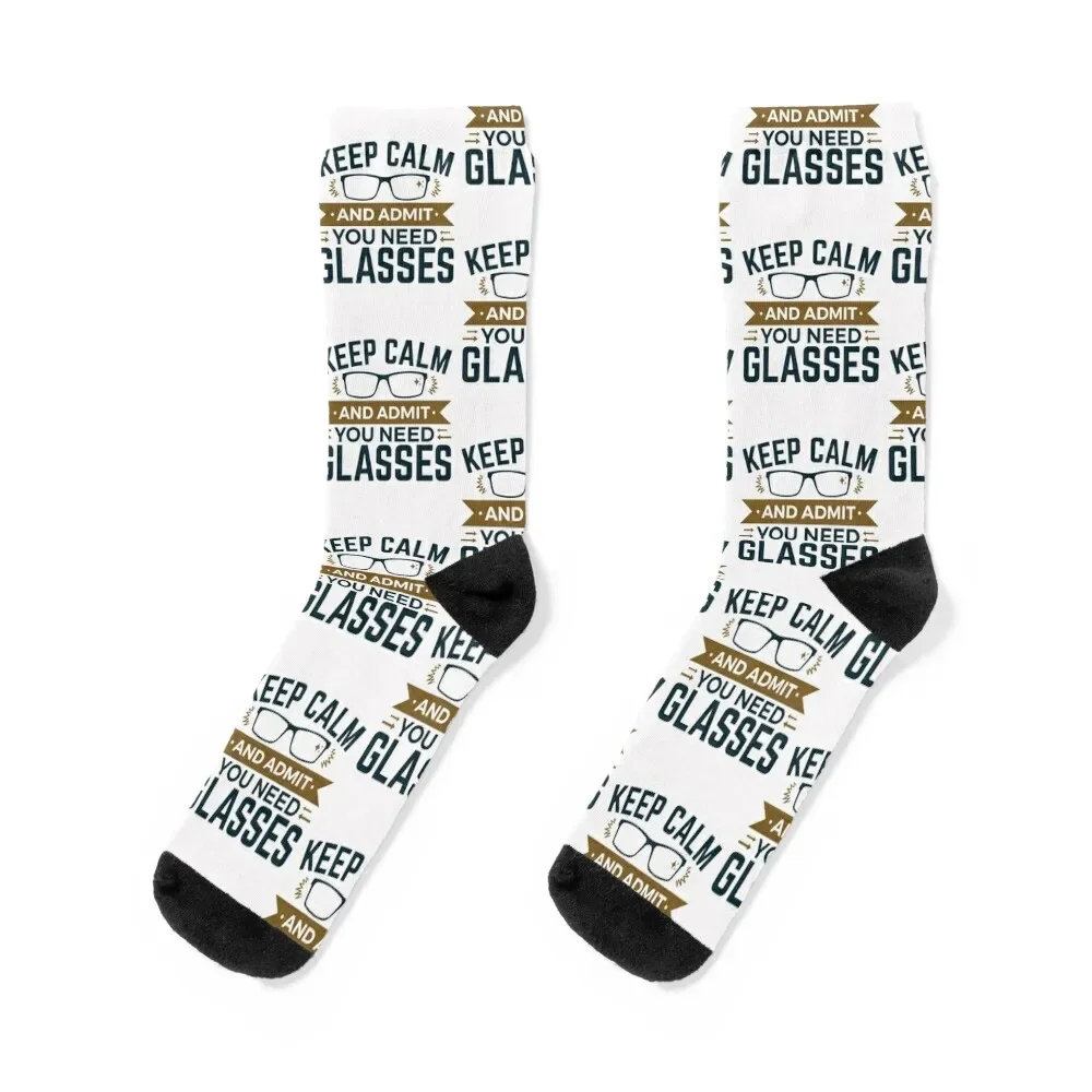 Optometrist Ophthalmologist Optician Keep Calm And Admit You Need Glasses Socks Stockings compression Socks Women's Men's