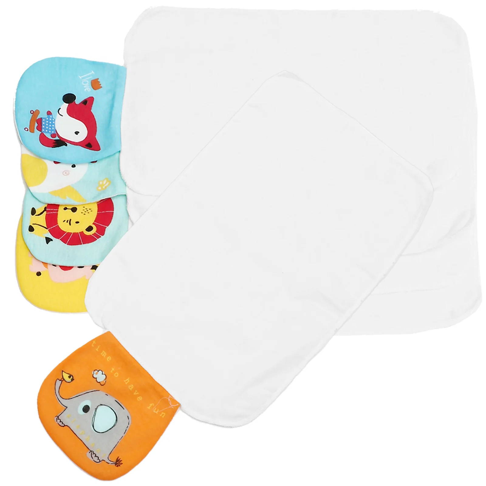 5 Pcs Sweat Towel Cartoon Back Towels for Kids Infant Baby Scarf Cotton Absorbent Child