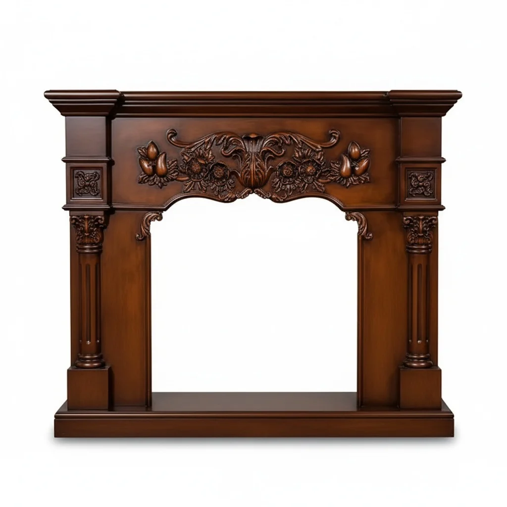 

47 Inch Electric Fireplace, Wooden Mantel Surround, Ventless Freestanding Heater, French Style Decorative Firebox for Home Decor