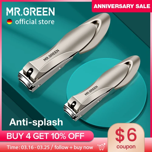 Imagen 1 del producto MR.GREEN cortaúñas de acero inoxidable antisalpicaduras cortador de uñas herramientas de manicura diseño biónico cortaúñas tijeras de pedicura