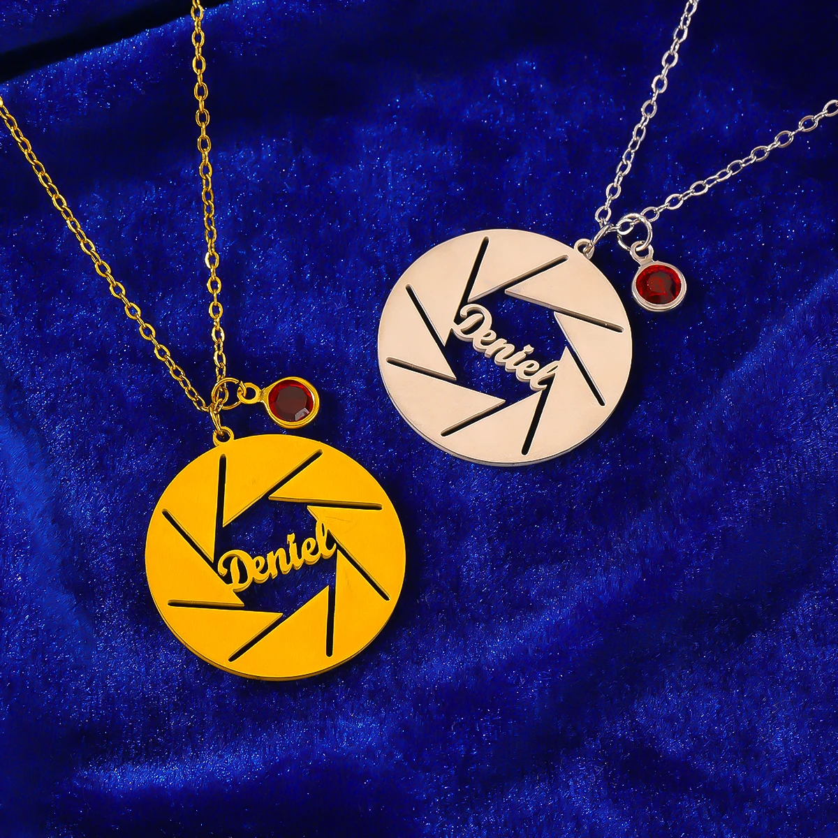 

Пользовательское имя из нержавеющей стали, ажурное ожерелье с диафрагмой камеры, женское модное ожерелье с подвеской, подарок на день рождения