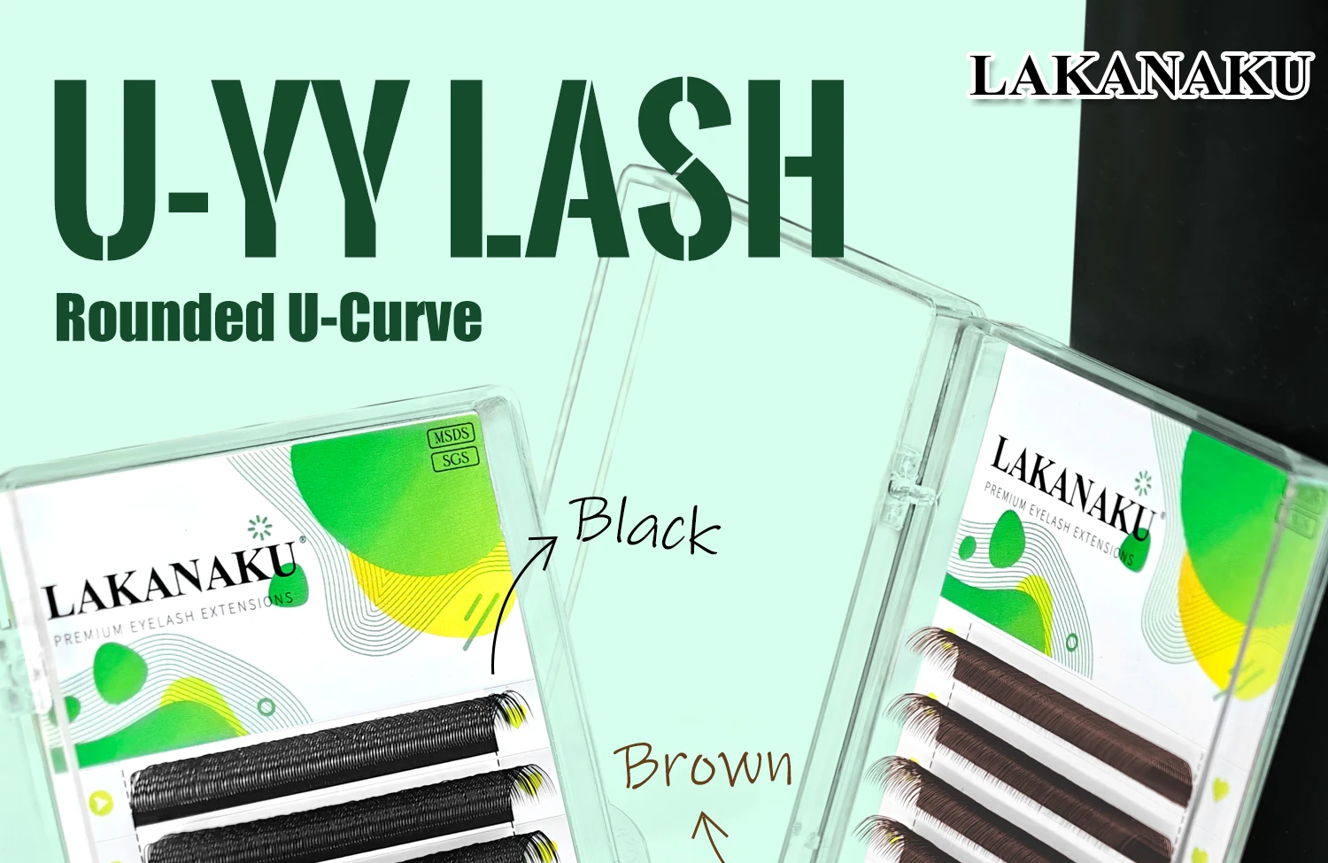LAKANAKU 2D UU Technologie Fasern Wimpern Großhandel Form U YY Cilios Para Extensión De Volume Make-up Doppelspitzen-Wimpern YY Fio U – Detail 1