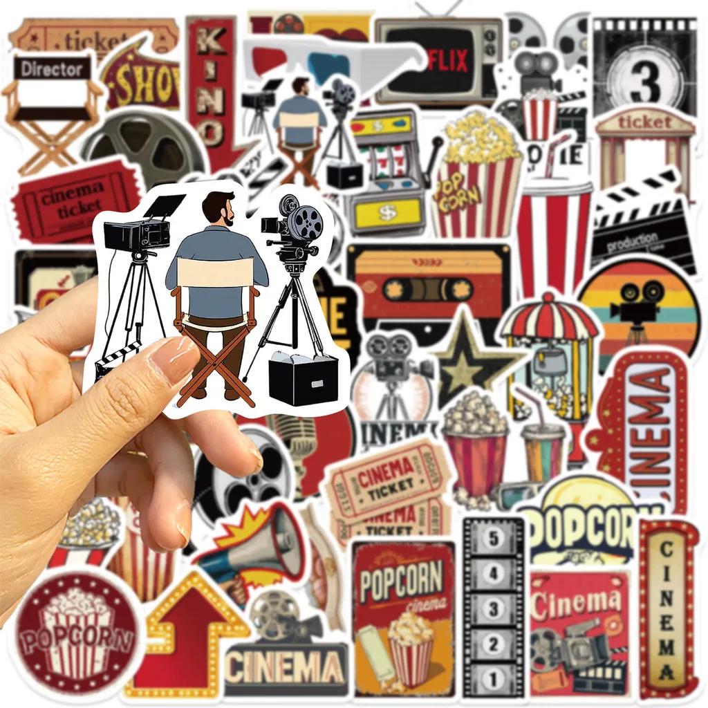 50 Stück Cartoon Retro Classic Movie Elements Graffiti-Aufkleber, wasserfest, DIY-Dekor-Aufkleber für Gitarren, LanLanStickersWorld Store