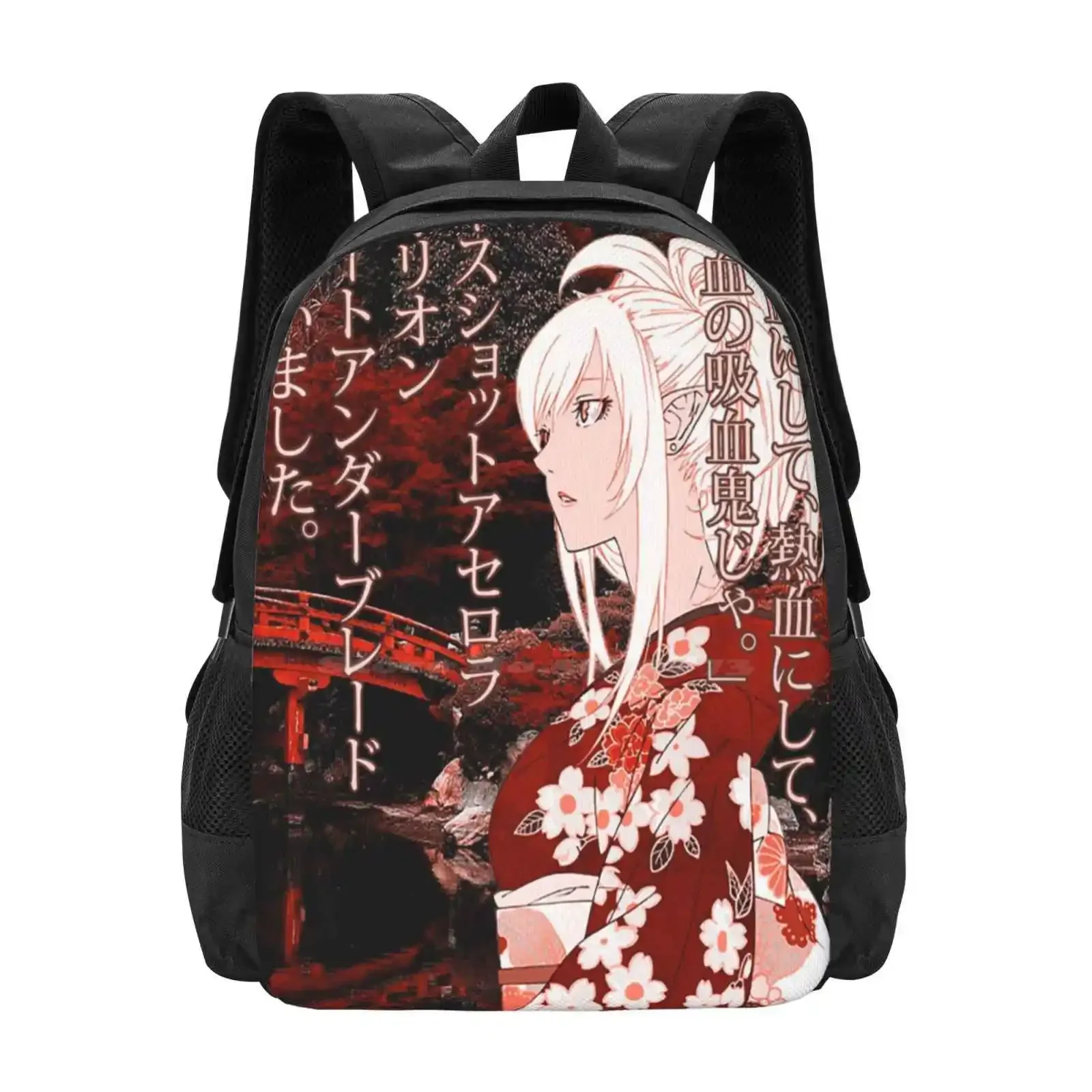 

Kiss-Shot Yukata School Bag Big Capacity Backpack Laptop Kiss Shot Acerola Heart Under Blade Yukata Aesthetic Red Quote