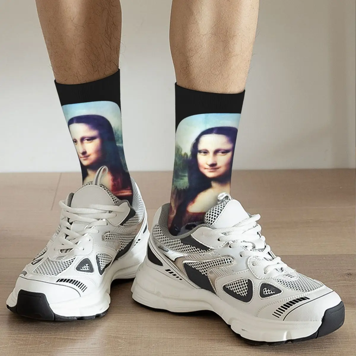 Crazy Design Mona Lisa Possum Basketball Socks Deleas Opossum Marsupial Polyester Middle Tube Socks for Unisex Sweat Absorbing