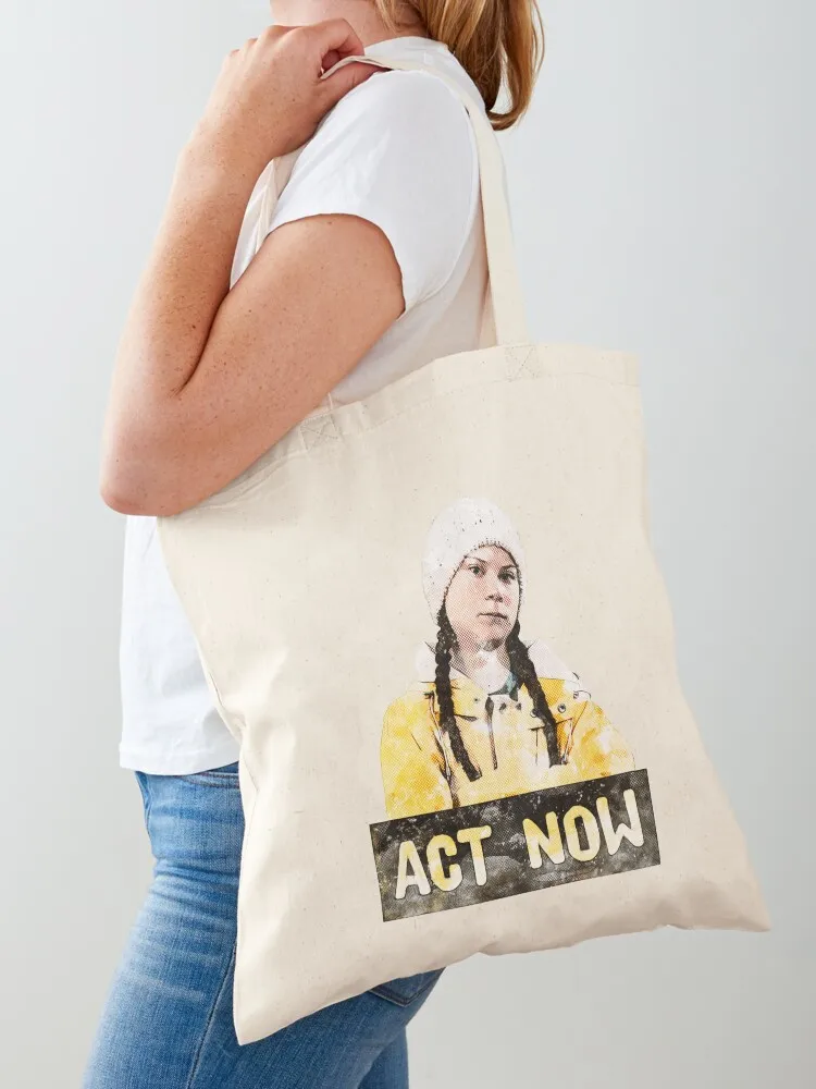 

ACT NOW - Greta Thunberg t-Shirt Tote Bag Handbags Canvas bag Gift bags custom fabric bag