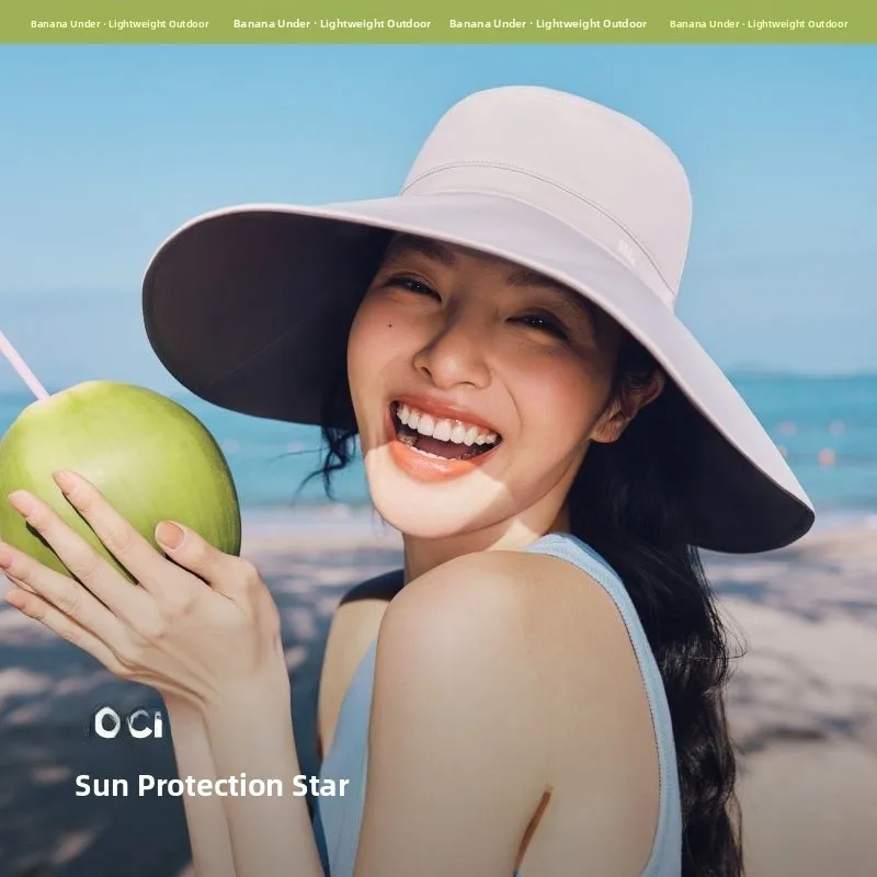 

Двусторонняя панама Banana Le с широкими полями, защита от УФ-излучения, легко хранить, пляжная, из полиэфирного волокна, женская кепка