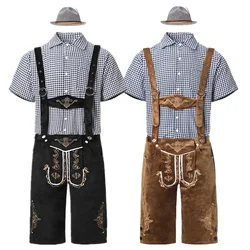 Man Carnival Oktoberfest Costume Top Halter Lederhosen Hat Bavarian Bartender Halloween Cosplay Fancy Party Dress